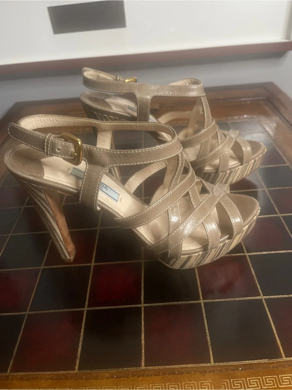 Prada Giunco Cage Sandals